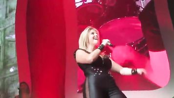 Beatrice Egli Ebony Latex Dress Shakes Huge Butt On Stage