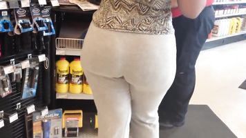 Huge Ebony Butt in Auto store